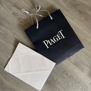 PIAGET Black Shopping Bag / Gift Bag 9.25x8.5x2.75 inches + Wrapping Paper